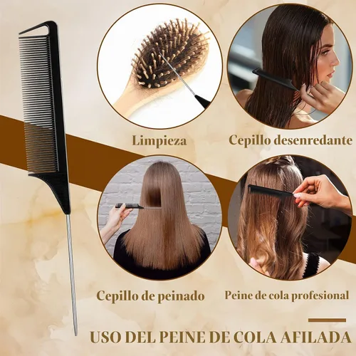 Vista 3 de Zopeal - Anillo de separación de pelo para dedos (9 piezas) Retro Nail Finger with Steel Comb Pointed Styling Combs for Hair Braiding Curling