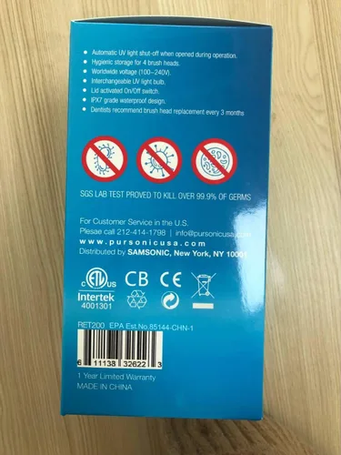 Vista 6 de Pursonic RET200 Power Cepillo de dientes eléctrico recargable con función de desinfectante UV, 12 cabezales de cepillo incluidos