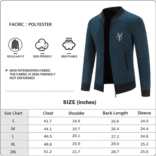 Vista 7 de Mylldey Suéter casual de punto trenzado con cremallera completa para hombre, talla de EE. UU