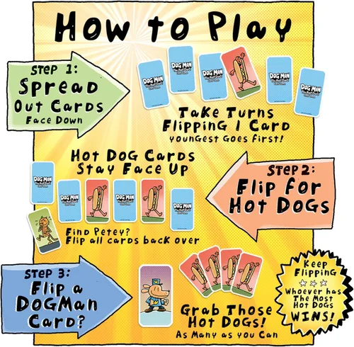 Vista 5 de University Games Dog Man Hot Dog - Juego de Cartas en Lata, El Juego de Colección Rápido y Frenético para Niños con Arte de los Libros de Dog Man