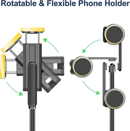 Vista 3 de JUYOUYI - Trípode para iPhone, selfie stick con control remoto, aleación de aluminio, el mejor soporte plegable para trípode extensible, rotación