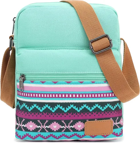 Vista 33 de Leaper - Juego de estuche y cartera bandolera de lona para niñas y mujeres A-verde azulado-r