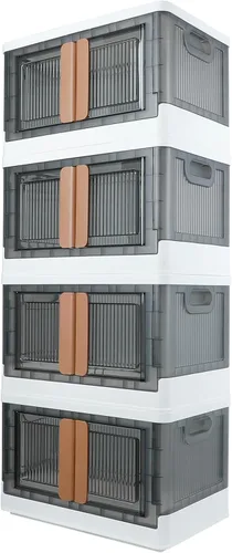 Vista 10 de Armario de almacenamiento con tapas, caja plegable, 8.4 galones (32L), con doble puerta y hebilla, plegable, debajo de la cama o uso de encimera