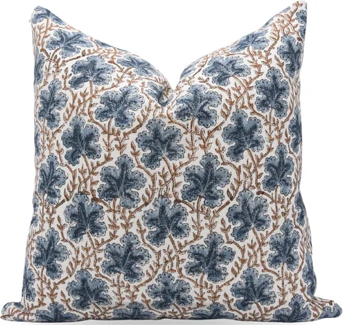 Vista 7 de Fundas de almohada de algodón grueso con estampado de bloques de 18 x 18 pulgadas, fundas decorativas hechas a mano para sofá y sofá, funda de cojín