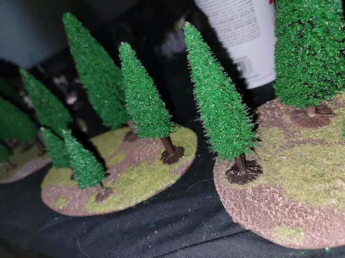 Vista 4 de Cutemini 10 árboles de cedro modelo de tren, paisaje, pino, diorama en miniatura, modelo mixto para arquitectura de carretera, edificio, decoración