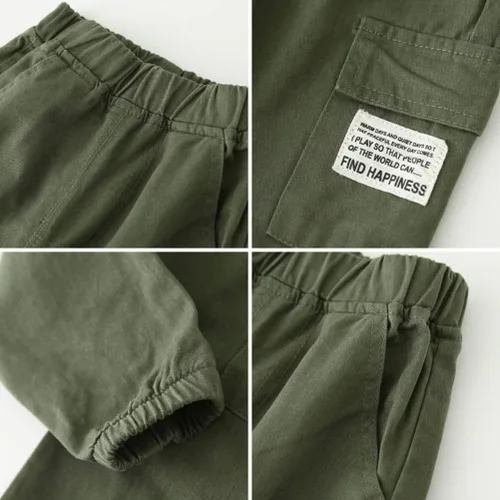 Vista 2 de Feidoog Pantalones deportivos de algodón sólido con cintura elástica para niños pequeños, paquete de 23