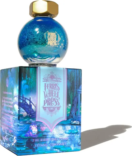Vista 47 de Ferris Wheel Press Tinta, Ferritales Edición Limitada, La Sinfonía Crepúsculo, Índigo con Brillo Azul, Botella de Tinta para Pluma Estilográfica