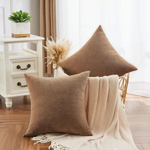 Vista 2 de GAWAMAY - Juego de 2 fundas de almohada decorativas cuadradas de 16 x 16 pulgadas, fundas de almohada de felpilla súper suaves estilo granja