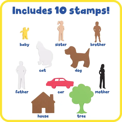 Vista 2 de READY 2 LEARN Sellos gigantes – Miembros de la familia – Juego de 10 sellos de espuma fáciles de sostener para niños – Sellos de arte y manualidades