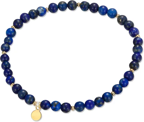 Vista 5 de MORGAN & PAIGE Pulseras elásticas de bronce chapadas en oro amarillo de 18 quilates con piedras preciosas auténticas para mujer, elegantes