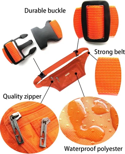 Vista 75 de Bolsa de cintura ultrafino con ranuras c/visualización para tarjeta de crédito, para deportes, aire libre, correr, caminar, viajes.