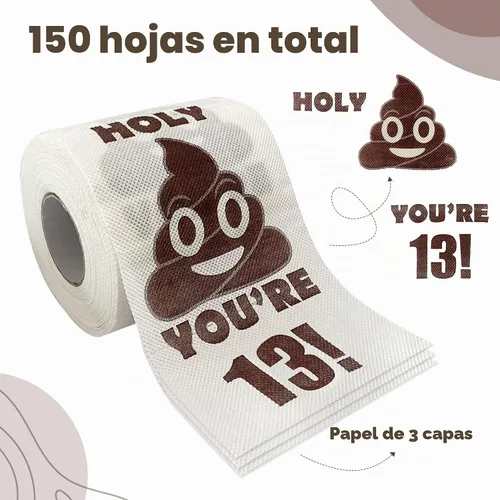 Vista 5 de Decoraciones de cumpleaños número 13 para niños y niñas, papel de toliet