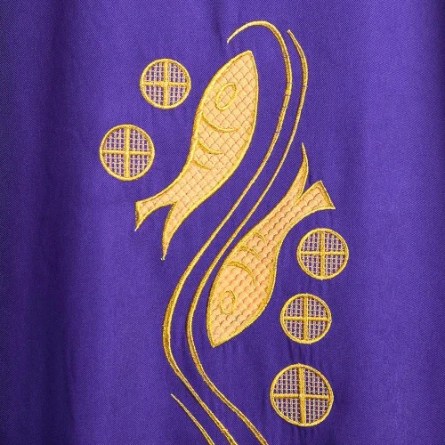 Vista 6 de BLESSUME Chispas de sacerdote bordado con cuello Púrpura