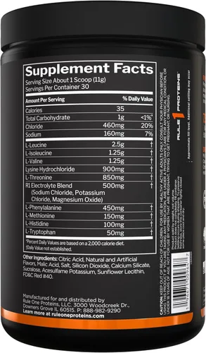 Vista 2 de Regla 1 Proteins Essential Amino 9, ponche de frutas, 30 porciones