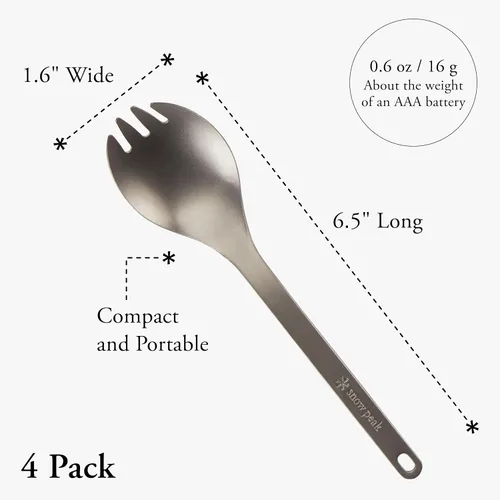 Vista 6 de Snow Peak Tenedor de titanio para uso en exteriores, portátil y duradero, paquete de 4 Assorted 4-Pack