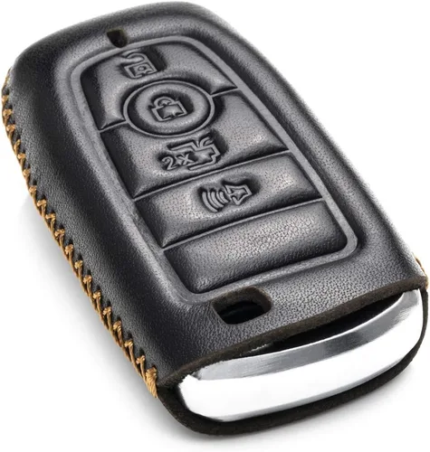 Vista 3 de Vitodeco Funda protectora de cuero para llavero inteligente compatible con Ford (modelos 2018 - 2026), 4 botones, color negro