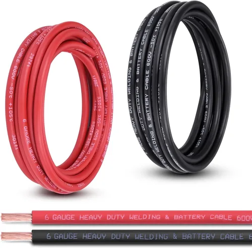Vista 37 de Cable de batería calibre 1/0, 10 pies rojo + 10 pies negro, 1/0 AWG, alambre de cobre puro, cable de soldadura, para automotriz, batería, solar