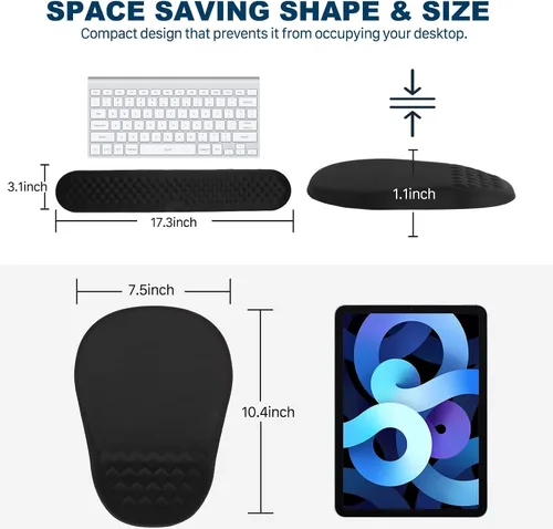 Vista 6 de Alfombrilla ergonómica para mouse y teclado con diseño de masaje, soporte de muñeca para mouse que ahorra espacio, reposamuñecas de espuma
