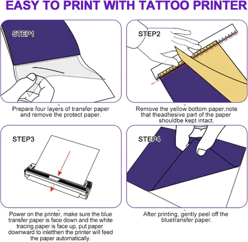 Vista 6 de Máquina impresora de plantillas de tatuajes para principiantes y artistas, con 10 piezas de papel de transferencia de tatuajes, impresora térmica