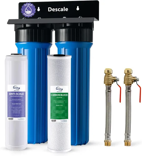 Vista 10 de iSpring WGB21B-DS+AHPF12MNPT16X2 Sistema de filtración de agua para toda la casa de 2 etapas con filtro CTO y filtro anti-incrustaciones, conectores