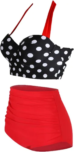 Vista 2 de Traje de baño vintage con aros y cintura alta para mujer, bikini