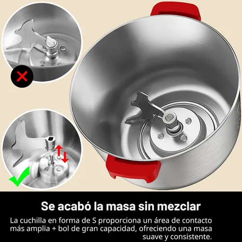 Vista 7 de AIZIYO DoughChief, Mezclador de masa de 5.3QT, Fabricador de masa con función de fermentación, Control de panel táctil, Tazón de acero inoxidable