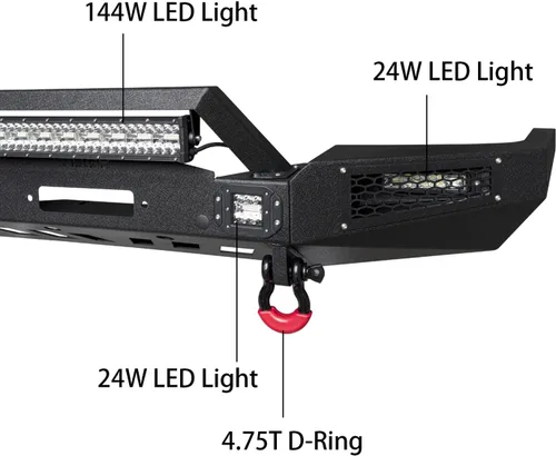 Vista 3 de Parachoques delantero con textura negra compatible con Ford Ranger 1993-1997 (no es compatible con modelos XLT)