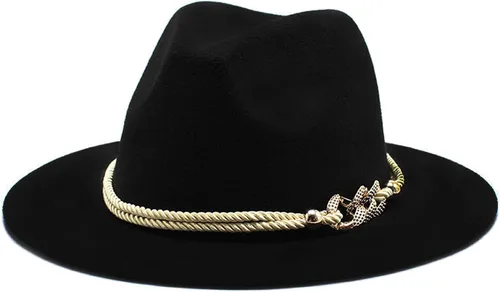 Vista 14 de Sombrero Fedora Panamá de fieltro de ala ancha para dama con Azul bebé