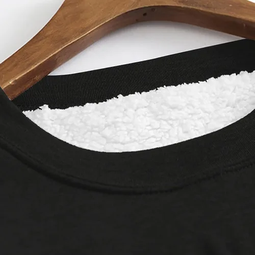 Vista 2 de Ropa interior térmica para mujer, con forro polar, mullida, cuello redondo, ropa de descanso, casual, para invierno, cálida