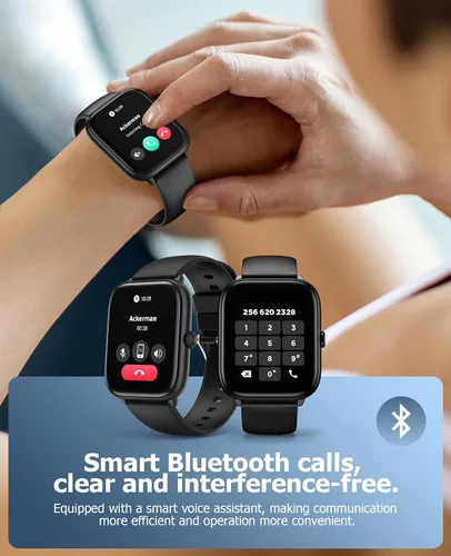 Vista 3 de Black Smart Watch for Men Women, Bluetooth Call, 2.06" HD AMOLED Fitness Tracker, 118 Sports Modes, Blood Pressure/Heart Rate/SpO2/Sleep Monitor