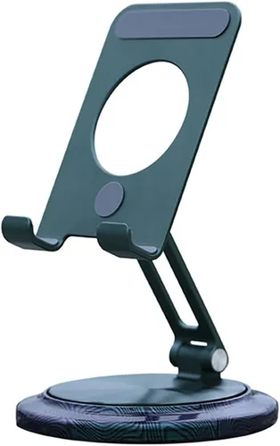 Vista 9 de Soporte ajustable de aluminio para teléfono celular, soporte plegable para teléfono de escritorio totalmente ajustable con base de madera