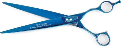 Vista 2 de Master Grooming Tools 5200 Tijeras de titanio azul — Tijeras de alto rendimiento para perros de aseo – rectas, 8½ pulgadas