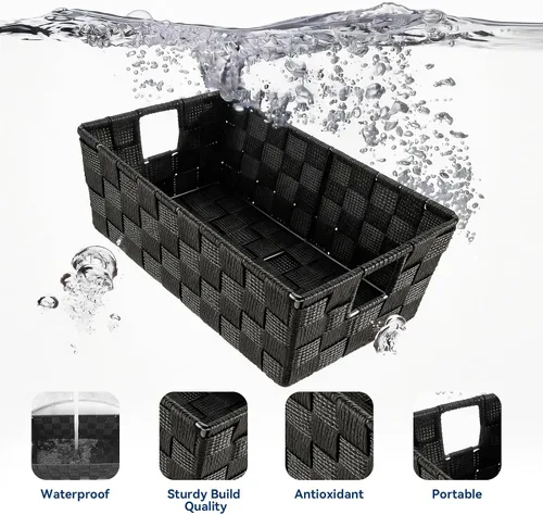 Vista 4 de Whitmor 6581-2712-BLK Bolsa pequeña con correa tejida para estante, negra