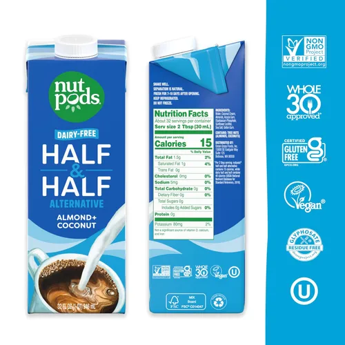 Vista 2 de nutpods Crema de café sin azúcar Half & Half libre de lácteos