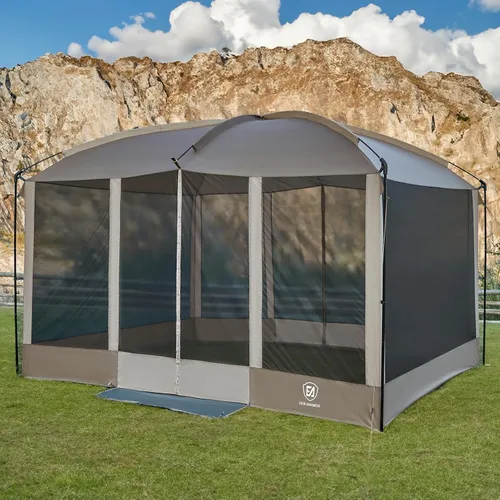 Vista 10 de EVER ADVANCED Pantalla magnética para habitación de 11 x 9 pies, entrada manos libres, cámara de pantalla con protección solar para campamento