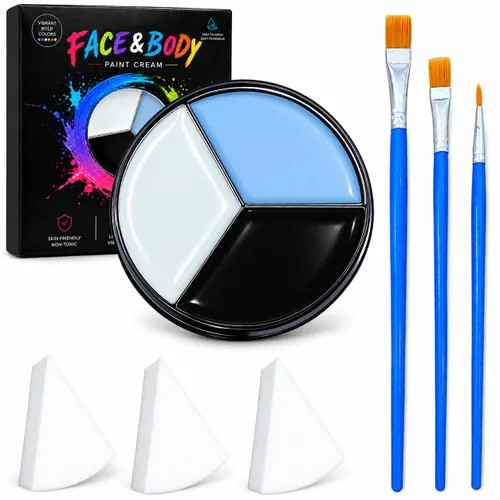Vista 16 de Paleta de pintura corporal de cara azul Maquillaje de Halloween Kit de Maquillaje H Blue