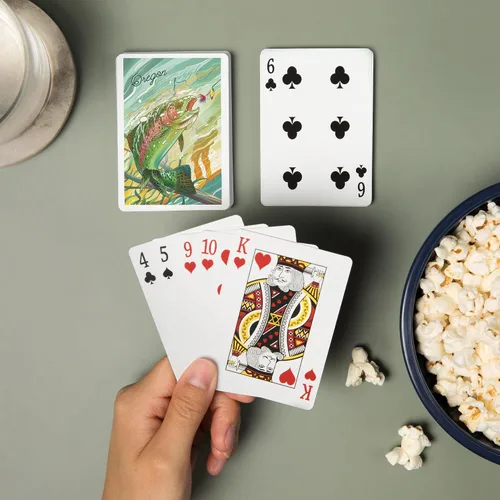 Vista 2 de Lantern Press Oregon, Fishing, Underwater Trout, 52 Playing Cards for Adults, Poker Size Card Deck