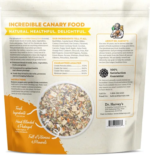 Vista 5 de Dr. Harvey's Increíble mezcla canaria, alimento natural para canarios (4 libras) Mezcla de semillas, frutos secos, frutas y verduras