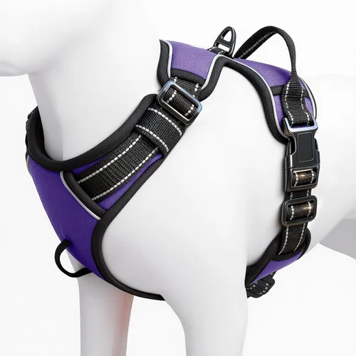 Vista 53 de Arnés para perro sin tirones, chaleco reflectante acolchado suave sin estrangulamiento, con clip frontal y asa superior, 2 hebillas de liberación