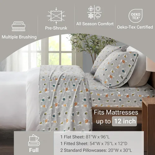 Vista 342 de Sleep Philosophy - True North - Juego de sábanas de franela, 100% de algodón, cómodo, bonito y muy suave, con bolsillo elástico que se adapta a