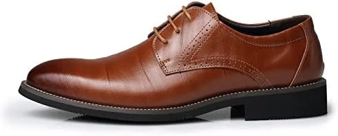Vista 3 de Zapatos de vestir con punta degradada para hombre, zapatos Oxford formales puntiagudos con cordones, traje de negocios, zapatos de esmoquin