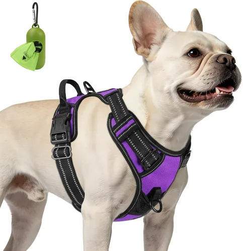 Vista 16 de Joytale Arnés sin tirones para perros pequeños, chaleco reflectante para mascotas con clip frontal, arnés acolchado suave ajustable con asa de fácil