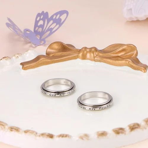 Vista 12 de Ladytree Anillo giratorio de plata de ley S925 para ansiedad, anillo inspirador de promesa, ansiedad, preocupación, alivio del aburrimiento, TDAH