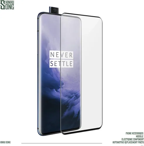 Vista 4 de Paquete de 3 protectores de pantalla para One-Plus 7 Pro, antiarañazos, dureza 9H, cobertura completa para One-Plus 7 Pro Black Bordes de seda