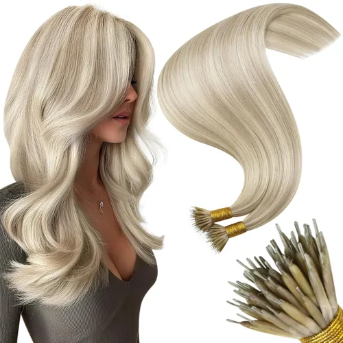 Vista 13 de Moresoo Micro Link - Extensiones de cabello humano de color rubio oscuro y rubio ceniza, extensiones de cabello humano real para boda, 2.01 oz