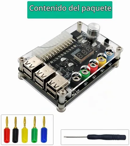 Vista 7 de HLT Placa de conexión de fuente de alimentación ATX con perilla de voltaje ajustable y 6 puertos USB 2.0, y QC 2.0/QC 3.0, salida máxima de 3 A