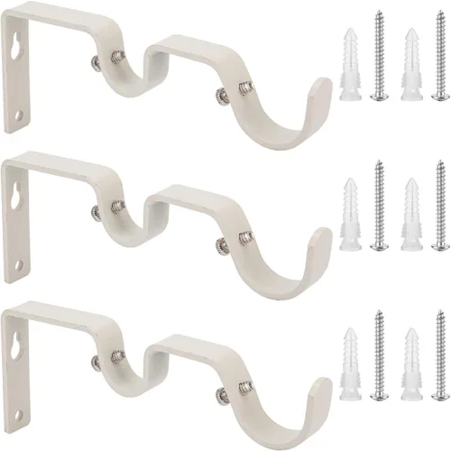 Vista 10 de Ycolnaefllr Juego de 3 soportes dobles dorados, soportes para barra de cortina dobles resistentes, soportes para colgar barra de cortina de 1 y 0.7