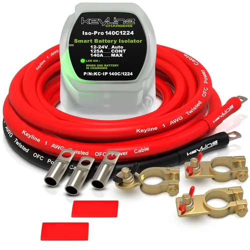 Vista 9 de Kit de aislador de batería dual 12V - 140 Amp Relé sensible al voltaje (VSR) para configuración de batería dual - Interruptor de desconexión