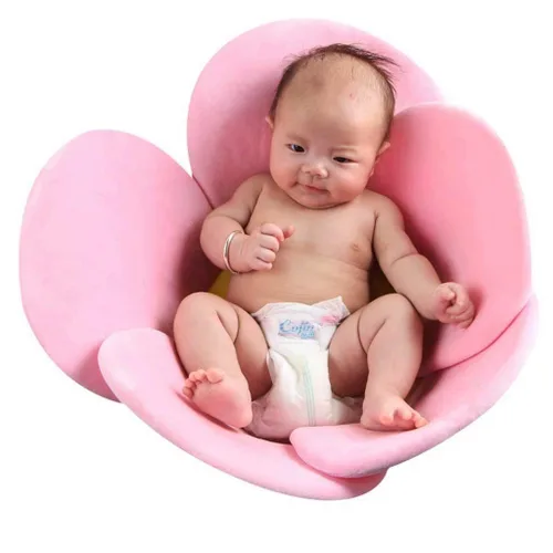 Vista 5 de Cojín de baño para bebé, cojín de loto, pétalo de bañera, tapete para bañera para recién nacido, soporte para asiento de bañera, tumbona de flores