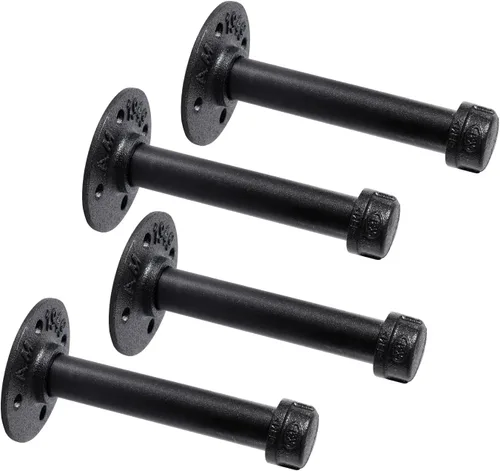 Vista 15 de Soportes industriales de tubo de hierro negro de 3/4 pulgadas, soportes rústicos para colgar en la pared, soportes de tubería personalizados